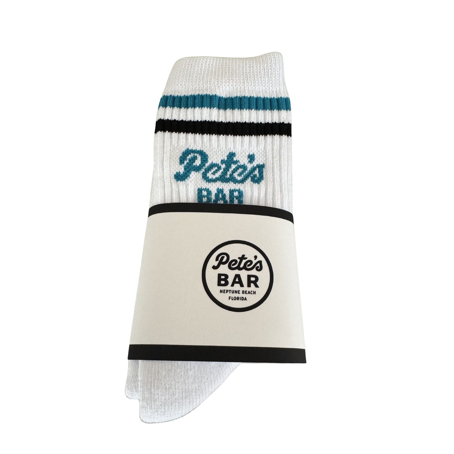 Pete's Bar Teal & Black Stripe Socks