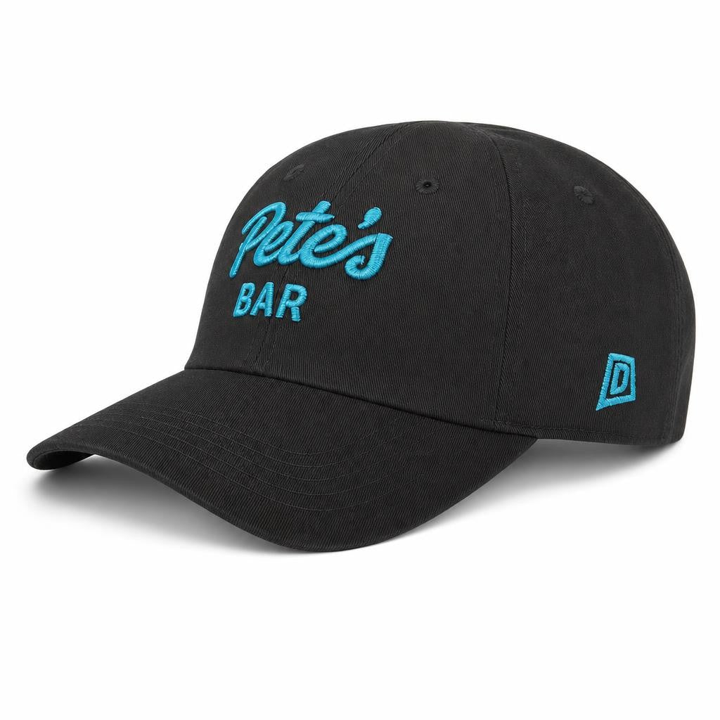 Black Dad Cap, Teal Logo - alternate 2 view - official Pete's Bar merchandise