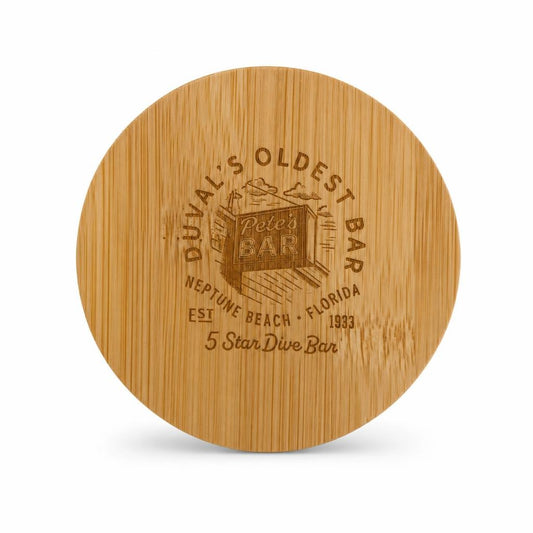 Wooden Coasters - front view - official Pete's Bar merchandise