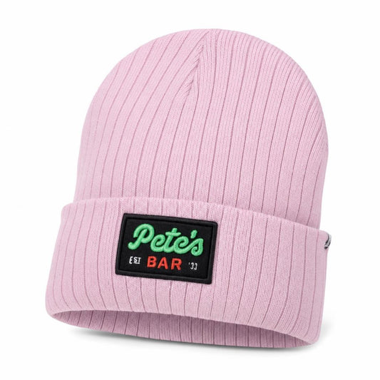 Pink Beanie - front view - official Pete's Bar merchandise