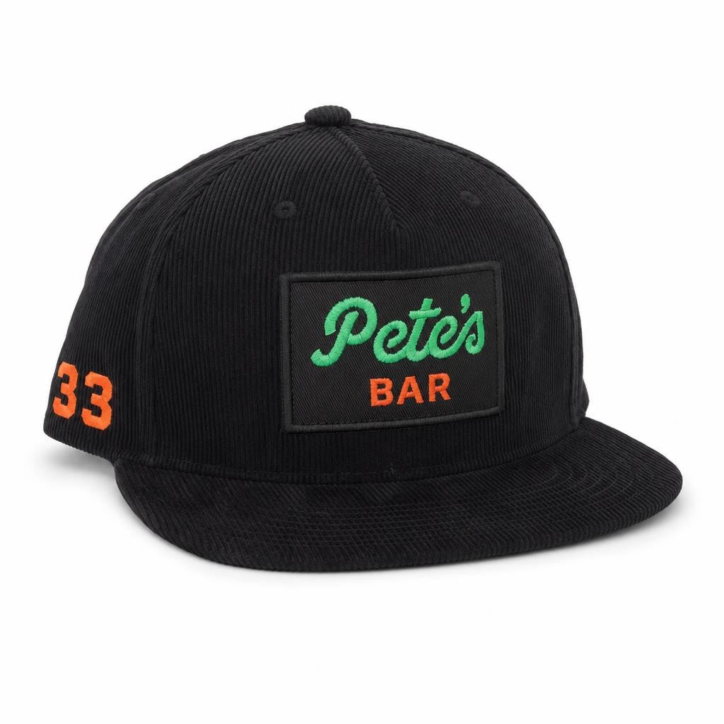 Corduroy Hat Black - alternate 2 view - official Pete's Bar merchandise