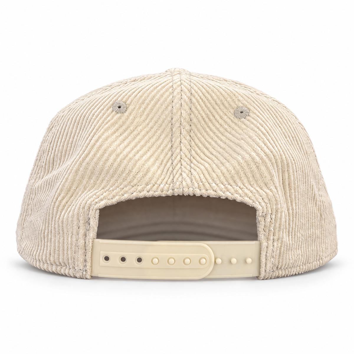 Pete's Bar cream corduroy navy hat, back view