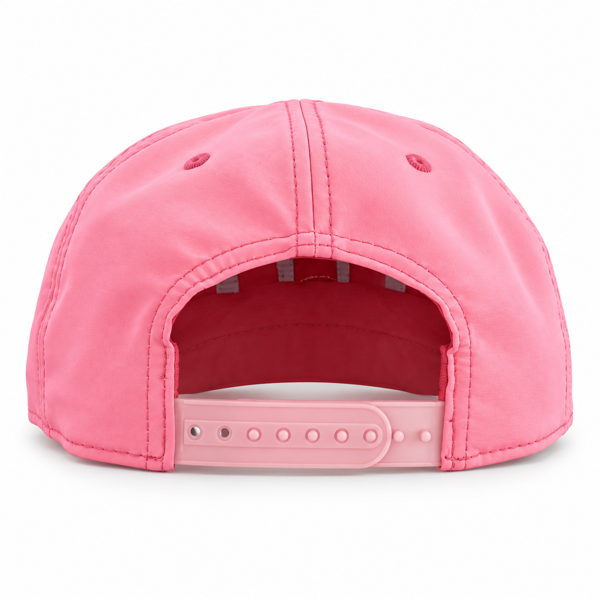 Pete's Bar pink white rope hat, back view