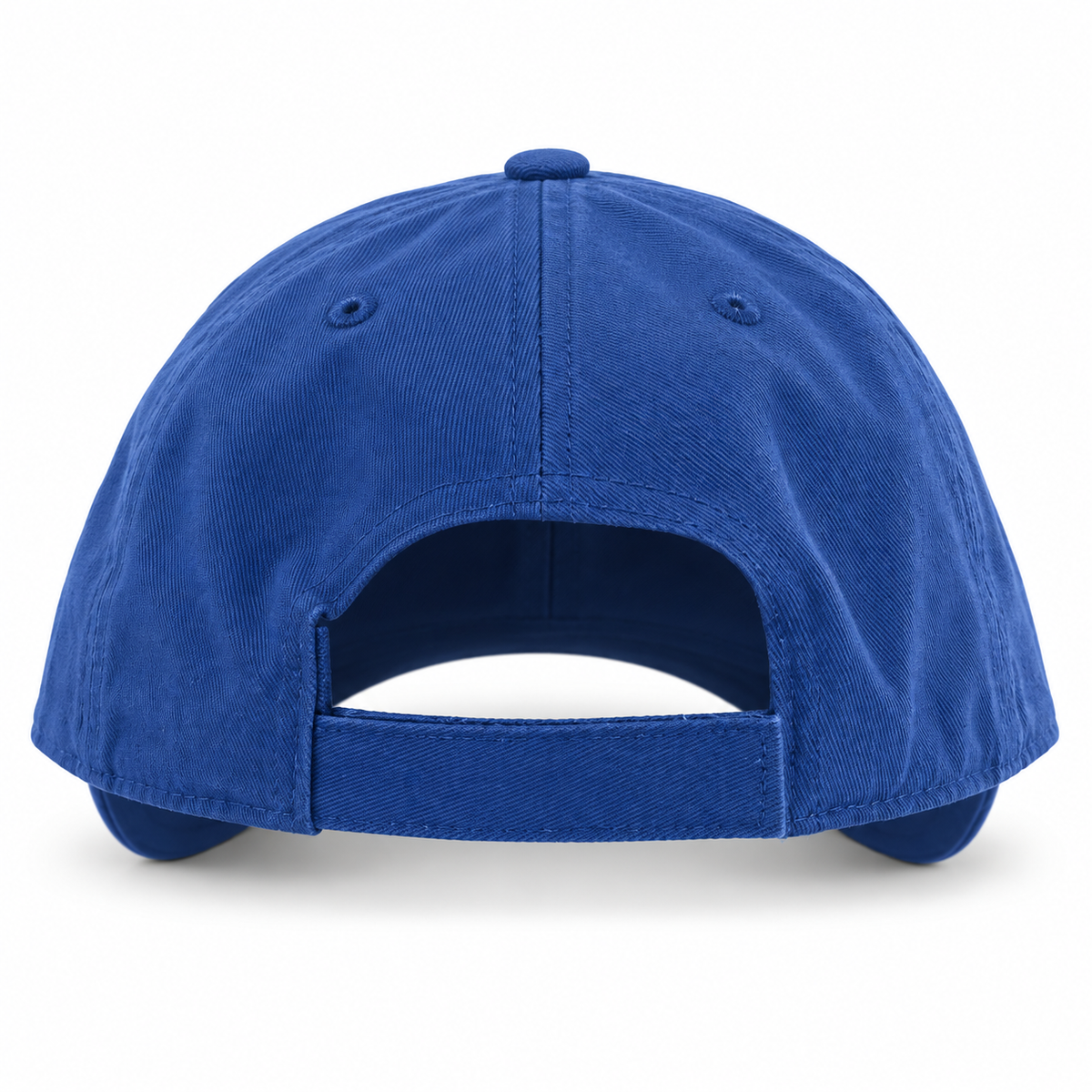 Pete's blue UF Dad Cap rear view with fabric adjustment strap